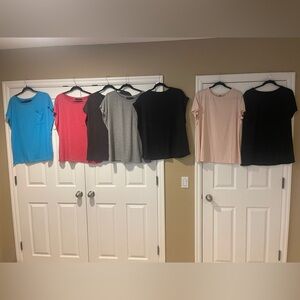 BUNDLE Classic Short-Sleeve Crewneck Top - Black, Gray, Pink